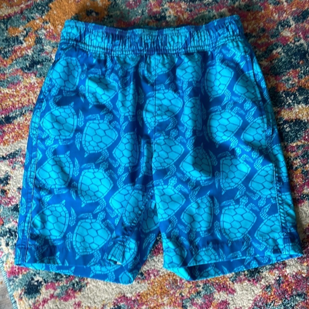 Crewcuts Boys Blue Sea Turtle Lined Swim Trunks Shorts Swimwear